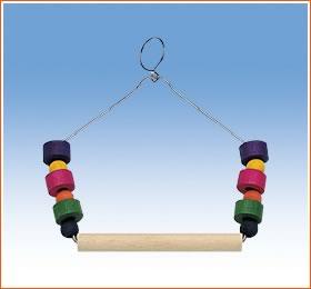 FERPLAST Vogel Schommel HOUT met Kralen 13,8×15,6 cm – Geschikt voor kleine vogels