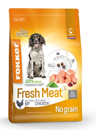 Fokker hondenvoeding Premium + Fresh Meat 13 KG – 35% Kip, Graanvrij