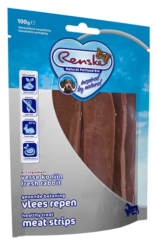 RENSKE Hundeleckerli Fleischstreifen Kaninchen 100 g – gesund und getreidefrei