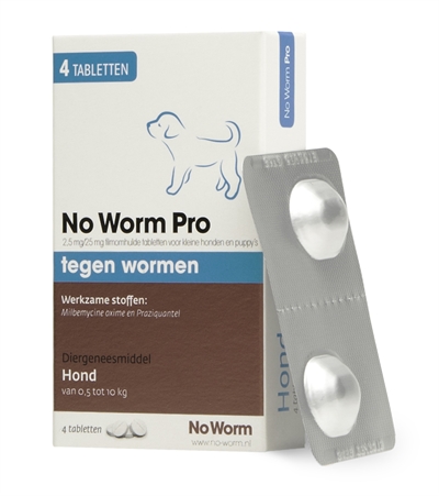 EXIL ontwormmiddel No Worm Pro S 4 TBL – voor honden en puppy’s