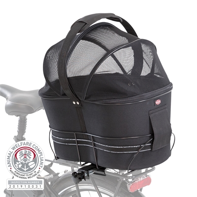 TRIXIE Fietsmand Achterop 48×29×42 cm – Zwart met Kussen en Kap
