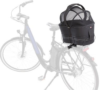 TRIXIE Fietsmand Achterop 48×29×42 cm – Zwart met Kussen en Kap