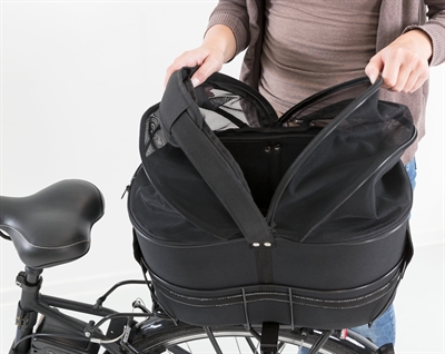 TRIXIE Fietsmand Achterop 48×29×42 cm – Zwart met Kussen en Kap