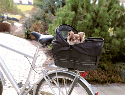 TRIXIE Fietsmand Achterop 48×29×42 cm – Zwart met Kussen en Kap