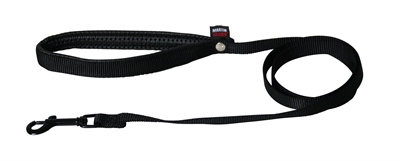 MARTIN Hondenriem NYLON comfortabel met musketonhaak - Zwart - 120x1,6 cm