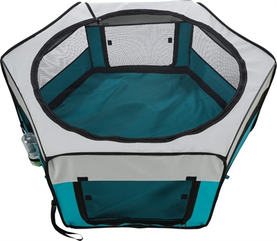 TRIXIE puppyren 130×130 cm – turquoise/grijs, opvouwbaar nylon