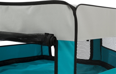 TRIXIE puppyren 130×130 cm – turquoise/grijs, opvouwbaar nylon