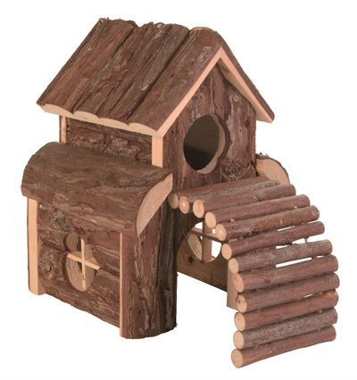 TRIXIE Speelhuis Finn | Houten knagershuis met 2 verdiepingen - 20x13x20 cm