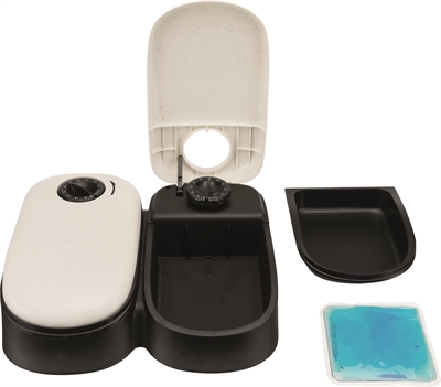 TRIXIE Automatische Voerdispenser TX2 2x300 ml – Wit/Zwart 27×24 cm