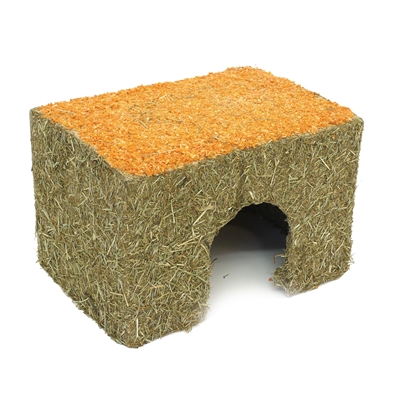 NATURALS Knaaghut Hooi/Wortel 20×27×18 cm – Eetbaar huisje voor knagers