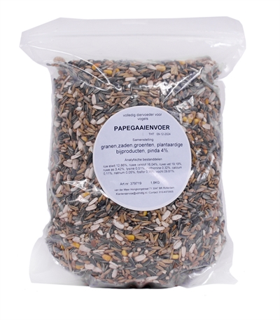 DE VRIES Papegaaienvoer Volledige uitgebalanceerde voeding met granen & zaden - met pinda's 4% - 1,8 kg