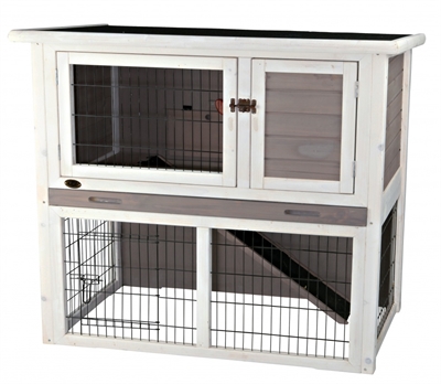 TRIXIE Konijnenhok Natura met Ren 104×97×52 cm – Grijs/Wit