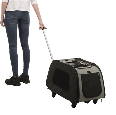 TRIXIE Reismand Trolley Zwart/Lichtgrijs 67×34×43 cm – Op wielen