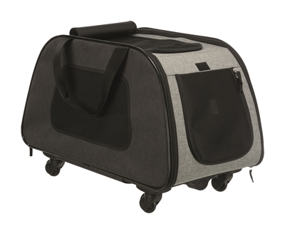 TRIXIE Reismand Trolley Zwart/Lichtgrijs 67×34×43 cm – Op wielen