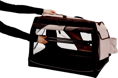 TRIXIE Reismand Vario - Metalen frame, 3-zijdig te openen | Gaas ventilatie - Zwart/grijs - 99×65×71 cm