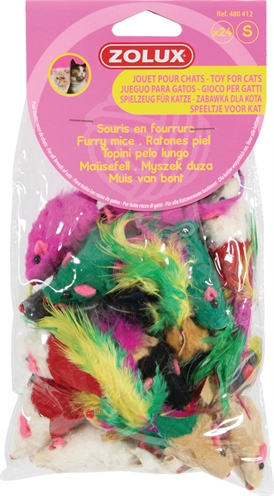 ZOLUX Kattenspeelgoed Bontmuisjes Kleurrijk assortiment - diverse kleuren - 24 st