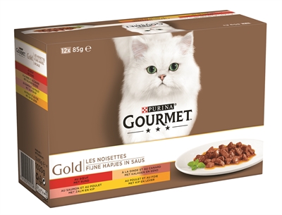 GOURMET kattenvoer GOURMET GOLD 12-pack fijne hapjes 12×85 gr - Multismaak