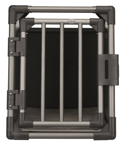 TRIXIE Vervoersbox Aluminium Grafiet | Zeer stevig, afgeschuind, veiligheidssluiting - 86x61x65 cm