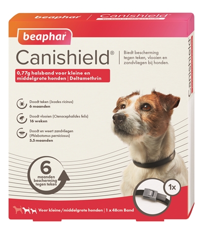 BEAPHAR Canishield Halsband Hond Klein/Middel 48 cm – Zwart