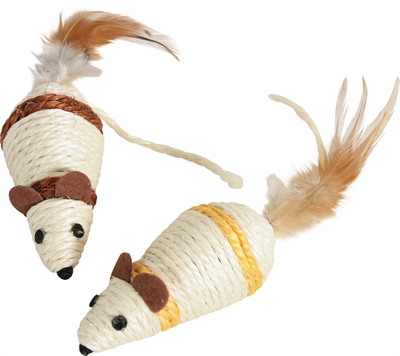 ZOLUX Speelmuis Sisal Muis Assorti | Sisal omwikkeld met verenstaart - Assorti - 20 x 5 x 4,5 cm