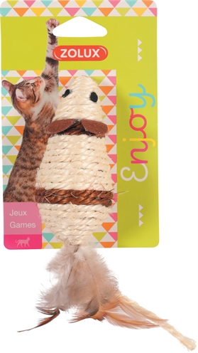 ZOLUX Speelmuis Sisal Muis Assorti | Sisal omwikkeld met verenstaart - Assorti - 20 x 5 x 4,5 cm
