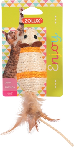 ZOLUX Speelmuis Sisal Muis Assorti | Sisal omwikkeld met verenstaart - Assorti - 20 x 5 x 4,5 cm