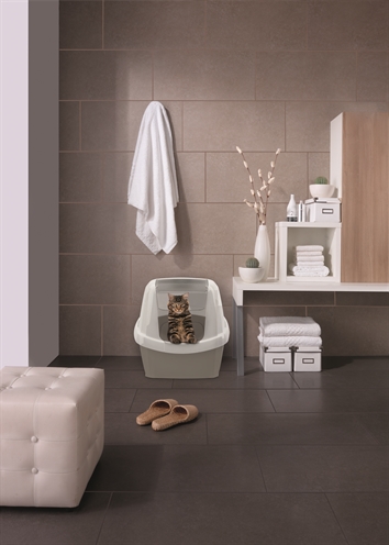 IMAC Kattenbak met kap Maddy - Groot, opstapje & koolfilter - Taupe - 62x49,5x47,5 cm