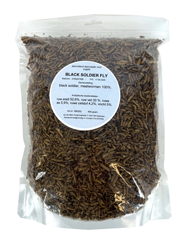 DE VRIES Meelwormen Black Soldier Fly 100% gedroogd, eiwitrijk - 450 g