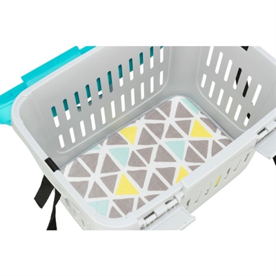 TRIXIE Vervoersbox knaagdier Midi-Capri - Stevig kunststof, bovenzijde te openen - Lichtgrijs/Turquoise - 44x32x33 cm