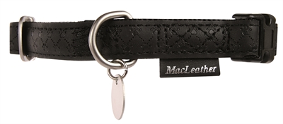 MACLEATHER Halsband Mac Leather - zacht kunstleer met motief - zwart - 20-40 x 1,5 cm