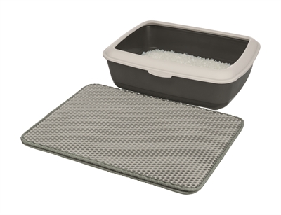 TRIXIE Kattenbak Uitloopmat EVA Grijs 45×35 cm – Soft en Ondersteunend