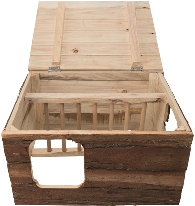 TRIXIE Knaagdierhuis Hilke ingebouwde hooiruif, natuurhout, plat dak - 40 x 32 x 23 cm