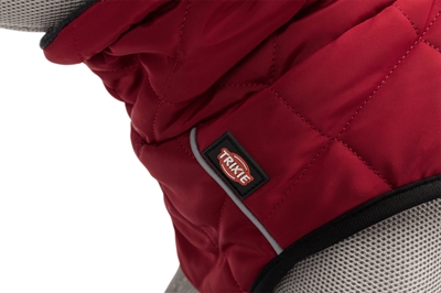 TRIXIE Hondenjas Minot – Gewatteerd & fleece gevoerd, waterdichte ritsen, reflecterend - Rood - Rug 33 cm, Buik 32–50 cm