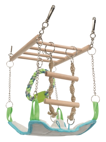 TRIXIE Hangbrug met Hangmat 17×15×22 cm – Knaagdierspeelgoed