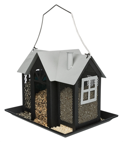 TRIXIE Voederhuis Villa Metaal Zwart 26×19×19 cm – Luxe Vogelvoerhuis