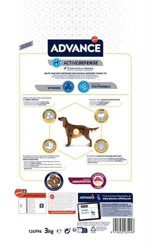 ADVANCE hondenvoer Sensitive Lamb/Rice 3 kg – Speciaal voor gevoelige maag