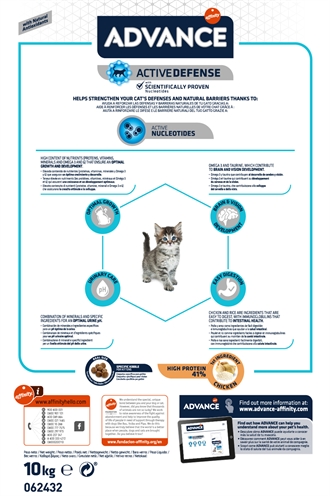 ADVANCE Kittenvoer Chicken/Rice - Volledig voer met nucleotiden, Omega‑3 & taurine - 10 kg