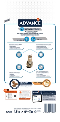 ADVANCE Kattenvoer Cat Adult Chicken/Rice Kip als eerste ingrediënt, licht verteerbaar & ondersteunt urine‑pH - 1,5 kg