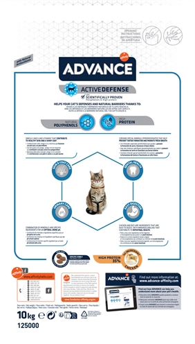 ADVANCE Kattenvoer Adult Chicken/Rice | Compleet voor volwassen katten - Ondersteunt urine-pH & gezonde huid/vacht - 10 kg