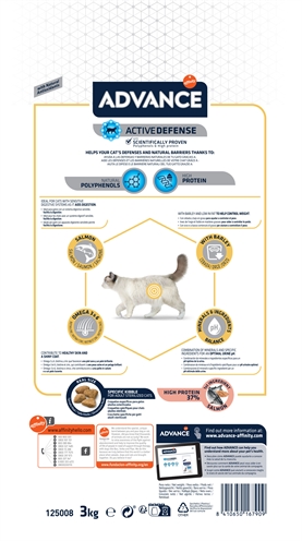 ADVANCE Kattenvoer Sterilized Sensitive Salmon - Voor gesteriliseerde, gevoelige katten; licht verteerbaar zalm en L-carnitine voor gewichtsbehoud - 3 kg
