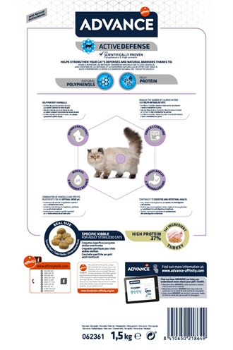 ADVANCE Kat Voer Sterilized Hairball 1,5 kg – Compleet & Vezelrijk