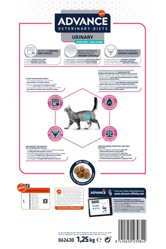 ADVANCE VETERINARY DIET Kat Urinary Sterilized 1,25 KG – Minder Calorieën