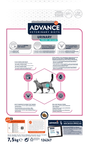 ADVANCE VETERINARY DIET Kat Urinary Sterilized 7,5 kg – Minder Calorieën