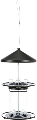 TRIXIE Voersilo 2 verdiepingen - Transparante reservoirs, weerbestendig afneembaar dak - Zwart - 36 cm