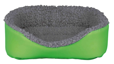 TRIXIE Knaagdiermand Relax-mandje | Schapenvacht-look & schuimrubber vulling - grijs/groen - 35 x 28 cm