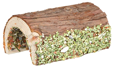 TRIXIE Houten brug voor knaagdieren Met groente en noten - Natuurhout, bestrooid met gedroogde groenten & zaden - 20x16x8 cm | 2 st