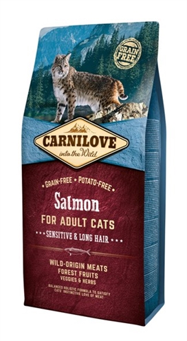 CARNILOVE Katzenfutter Lachs Sensitive 6 KG - getreidefrei für Langhaar