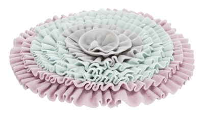 TRIXIE Snuffelmat Junior - Voorkomt schrokken, stimuleert zoekgedrag, makkelijk te reinigen - Zachtroze/mintgroen/grijs - 38x38 cm