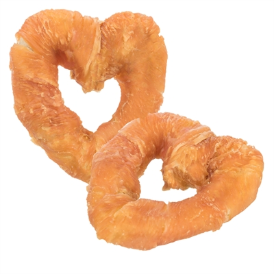 TRIXIE Tandverzorgende kauwsnack Denta Fun Chicken Heart - runderhuid met kip, zonder toegevoegde suikers | 70 g