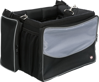 TRIXIE Fietsmand Nylon Zwart/Grijs 41×26×26 cm – Voor Honden